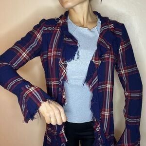 Plaid GUESS Frayed Hem Women Cardigan Top